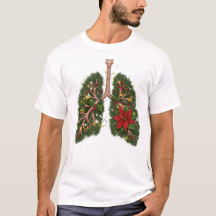 Atme in die Saison – Florale Lungen Weihnachten T-Shirt