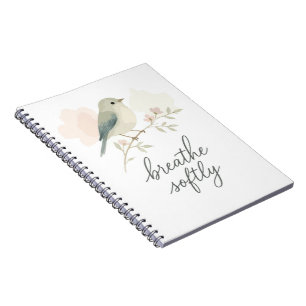 Atme sanft, minimaler Wasserfarbenvogel Notizblock
