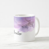 *~* atmen abstrakte Watercolor-Lavendel-Magenta Kaffeetasse (VorderseiteRechts)