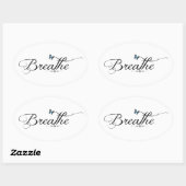 Atmen mit blauem Schmetterling Ovaler Aufkleber (Blatt)