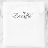 Atmen mit blauem Schmetterling Ovaler Aufkleber (Tasche)