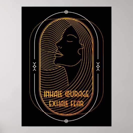 Atmen Sie den Mut aus Angst vor Motivierend Zitat Poster (Vorne)