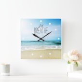 Atmen Sie einfach am Strand aus Quadratische Wanduhr (Zuhause)