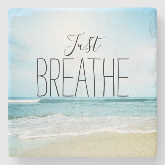 Atmen Sie einfach am Strand aus Steinuntersetzer (Vorderseite)