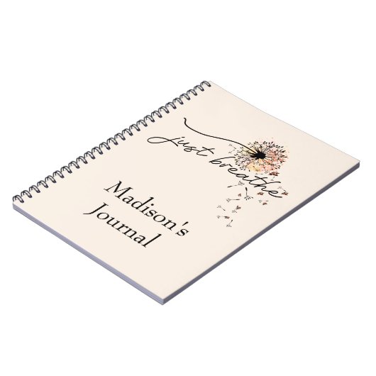 Atmen Sie einfach das Dandelion Butterfly Notebook Notizblock (Linke Seite)
