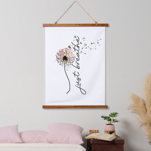 Atmen Sie einfach den Löwenzahn Inspiration Selbst Wandteppich Mit Holzrahmen (Schlafzimmer)