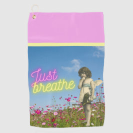 Atmen Sie einfach den Vintagen Geländerten Kunst d Golfhandtuch