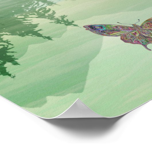 Atmen Sie einfach die Blätter Butterfly Gold Mount Poster (Ecke)