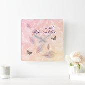 Atmen Sie einfach die Blätter Schmetterlinge Paste Quadratische Wanduhr (Zuhause)