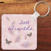 Atmen Sie einfach die Blätter Schmetterlinge rosa Schlüsselanhänger (Rückseite)