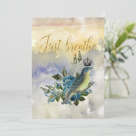 Atmen Sie einfach die Collage Karte (Stehend Vorderseite)