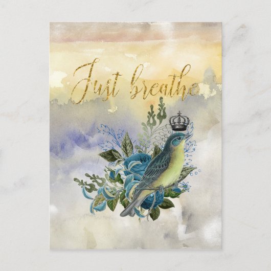 Atmen Sie einfach die Collage Postkarte (Vorderseite)