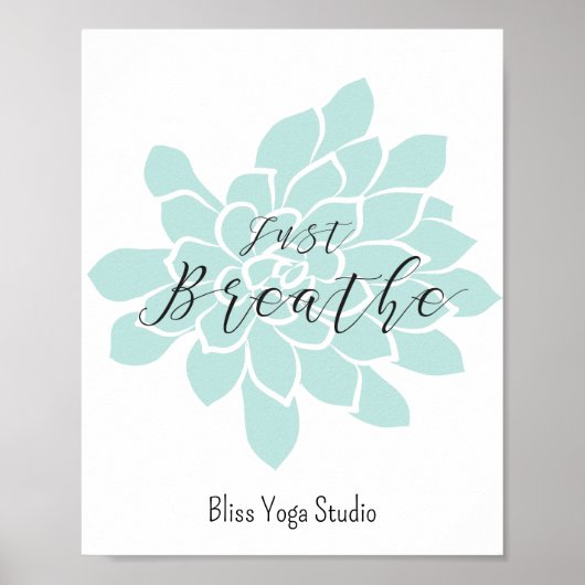 Atmen Sie einfach die grünen weißen Yoga Zitate Ze Poster (Vorne)