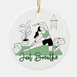 Atmen Sie einfach die Yoga-Medizin-Pose aus Keramik Ornament