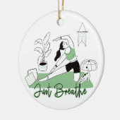 Atmen Sie einfach die Yoga-Medizin-Pose aus Keramik Ornament (Links)