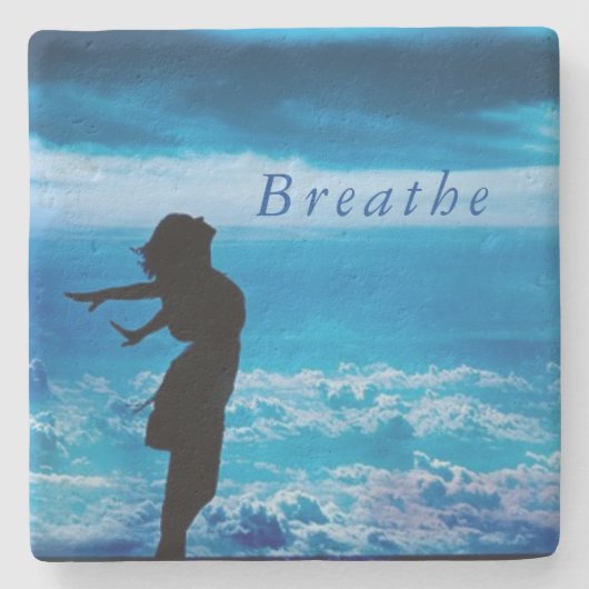 Atmen Sie einfach ein, wenn Sie anfangen oder anfa Steinuntersetzer (Vorderseite)