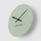 Atmen Sie einfach grüne, elegante Skriptyoga Runde Wanduhr (Winkel)