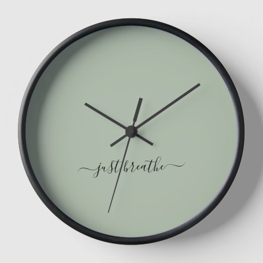 Atmen Sie einfach grüne, elegante Skriptyoga Uhr (Vorderseite)