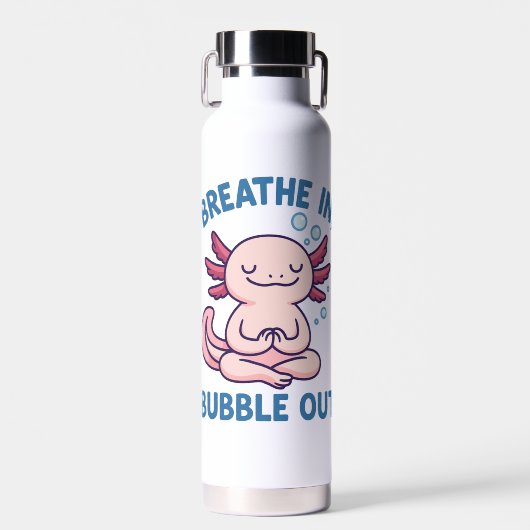 Atmen Sie in Blase aus Axolotl Yoga Trinkflasche (Vorne)