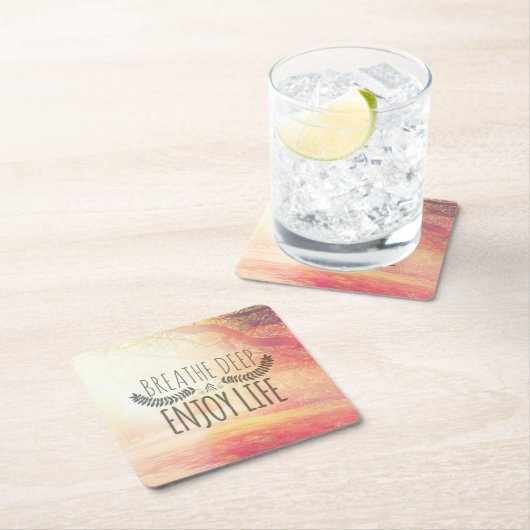 Atmen Sie tief Rechteckiger Pappuntersetzer (Vor Ort)