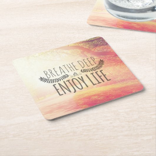 Atmen Sie tief Rechteckiger Pappuntersetzer (angewinkelt)