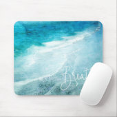Atmen Sie Yoga Zitat Retro Beach Aquamarin Blue Oc Mousepad (Mit Mouse)