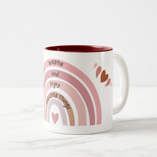 "Atmen und genießen Sie die Kleinen Dinge" Achtsam Zweifarbige Tasse (VorderseiteRechts)