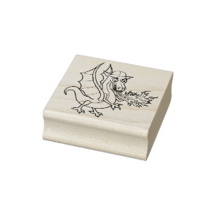 atmendrache des Feuers mit Kappe Gummistempel