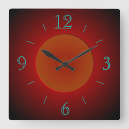 Atmosphärisch rot/orange mit Glühen > Wandleuchte Quadratische Wanduhr