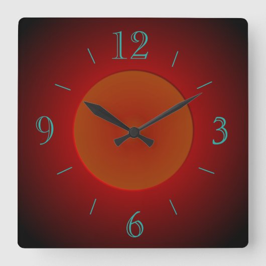 Atmosphärisch rot/orange mit Glühen > Wandleuchte Quadratische Wanduhr (Vorderseite)