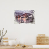 Atmosphärische Forth Bridge in der Dämmerung Aquar Poster (Küche)
