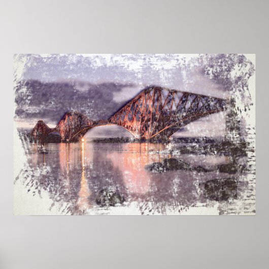 Atmosphärische Forth Bridge in der Dämmerung Aquar Poster (Vorne)