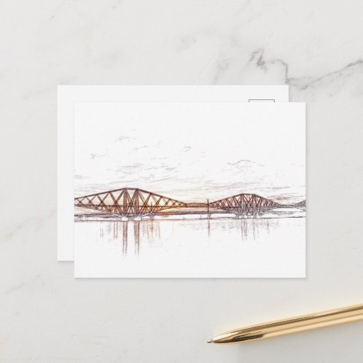 Atmosphärische Forth Bridge Kunstwerk Postkarte (Vorderseite/Rückseite Beispiel)