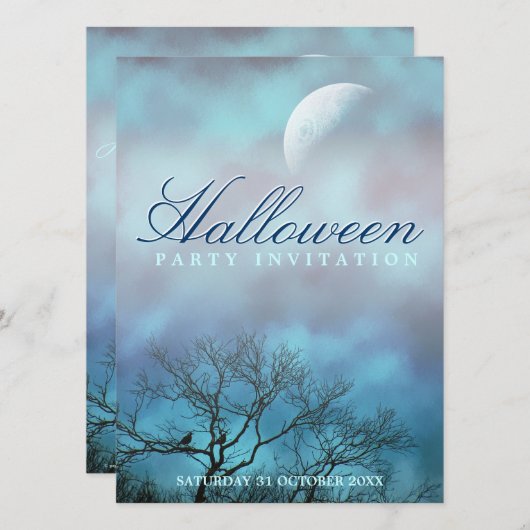 Atmosphärische Halloween-Party-Einladungen Einladung (Vorne/Hinten)