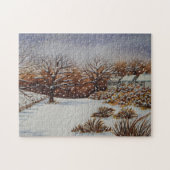 atmosphärische Hütten Schneeszene bei Weihnachten Puzzle (Horizontal)