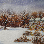 atmosphärische Hütten Schneeszene bei Weihnachten Puzzle