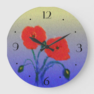 Atmosphärische Poppie-Blumen> Küchenuhr Große Wanduhr