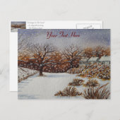 atmosphärische Weihnachtsszene ruinäre Hütten Schn Feiertagspostkarte (Vorne/Hinten)