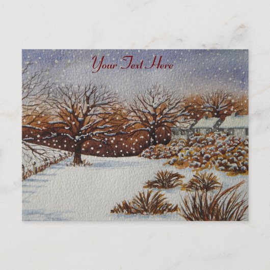 atmosphärische Weihnachtsszene ruinäre Hütten Schn Feiertagspostkarte (Vorderseite)