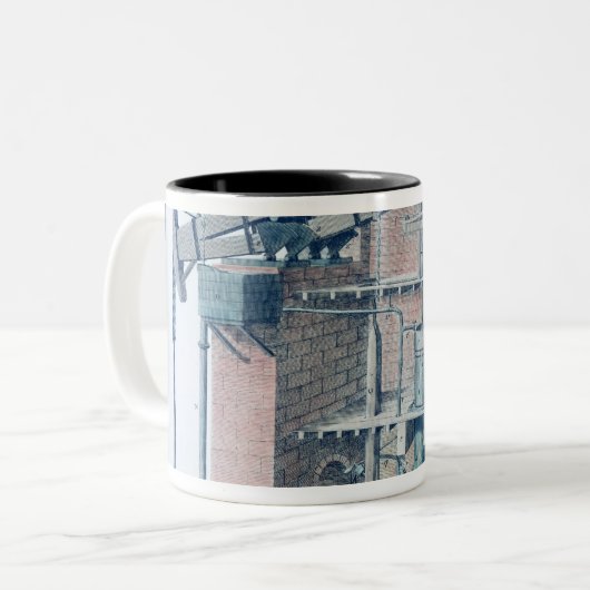 Atmosphärischer Dampf-Motor Zweifarbige Tasse (Vorderseite Links)