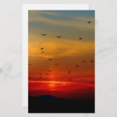 Atmosphärischer Himmel, Sonnenuntergang, Vögel, sc Briefpapier (Vorne/Hinten)