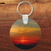 Atmosphärischer Himmel, Sonnenuntergang, Vögel, sc Schlüsselanhänger (Vorderseite)