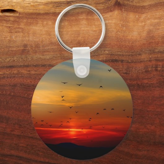 Atmosphärischer Himmel, Sonnenuntergang, Vögel, sc Schlüsselanhänger (Vorderseite)