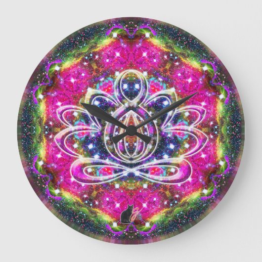 Atmosphärischer Zen Lotus Clock Große Wanduhr (Vorderseite)