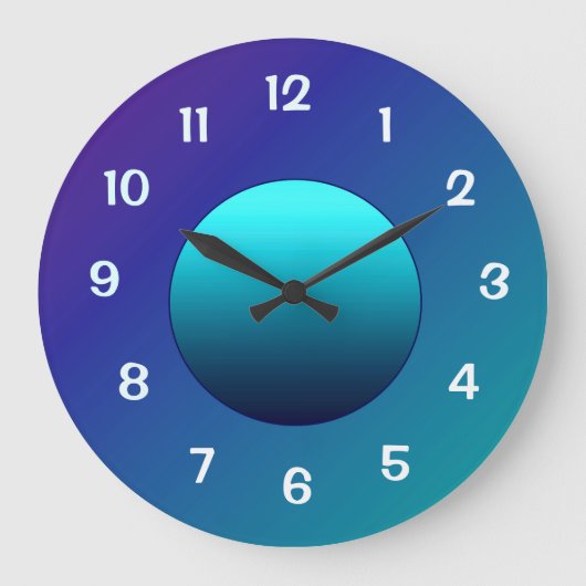 Atmosphärisches Aqua Blue Moon Wall Clock Große Wanduhr (Vorderseite)