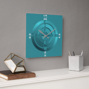 Atmosphärisches Raumdesign in Türkis Wanduhr