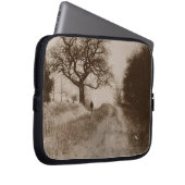 atmosphärisches Schneeszene Foto monochrom Laptopschutzhülle (Vorne Rechts)