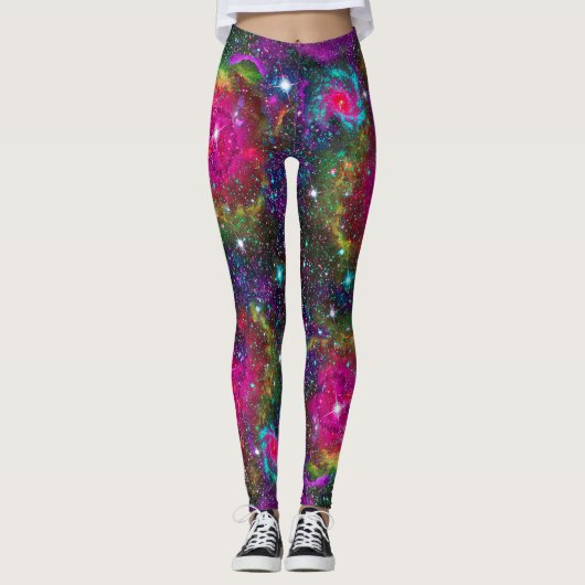 Atmosphärisches Sternenfeld überall über Print-Leg Leggings (Vorderseite)
