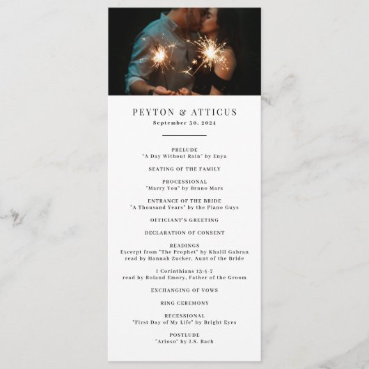 Atmosphere Skinny Vertical Wedding Program Programm (Vorderseite)