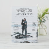 Atmosphere Vertikales Foto Hochzeitseinladung Einladung (Stehend Vorderseite)